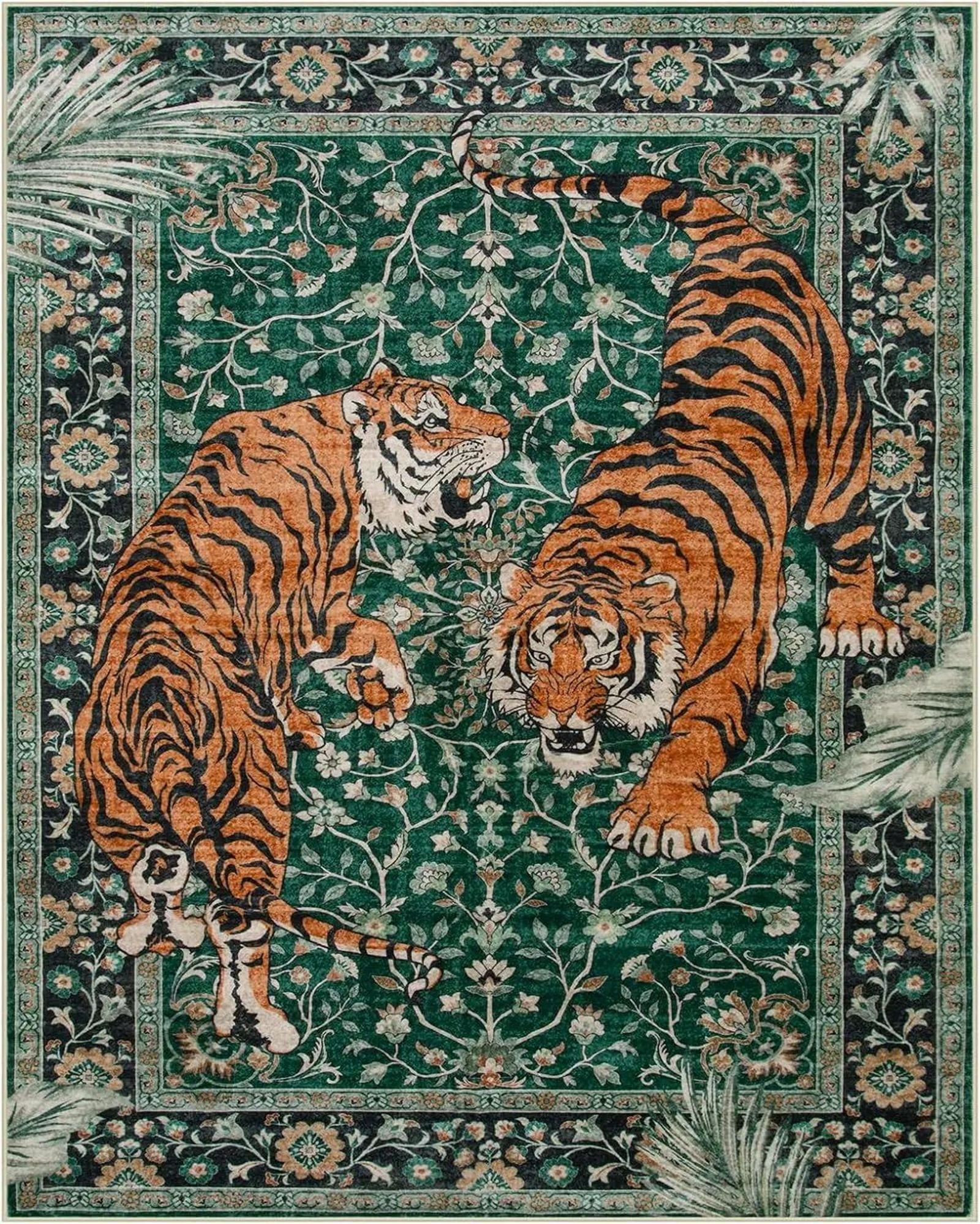 Green Bohemian Jungle Tiger Door Mat