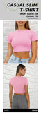 Y2K Women’s Solid Cotton Crop Top - Short Sleeve O-Neck Tee