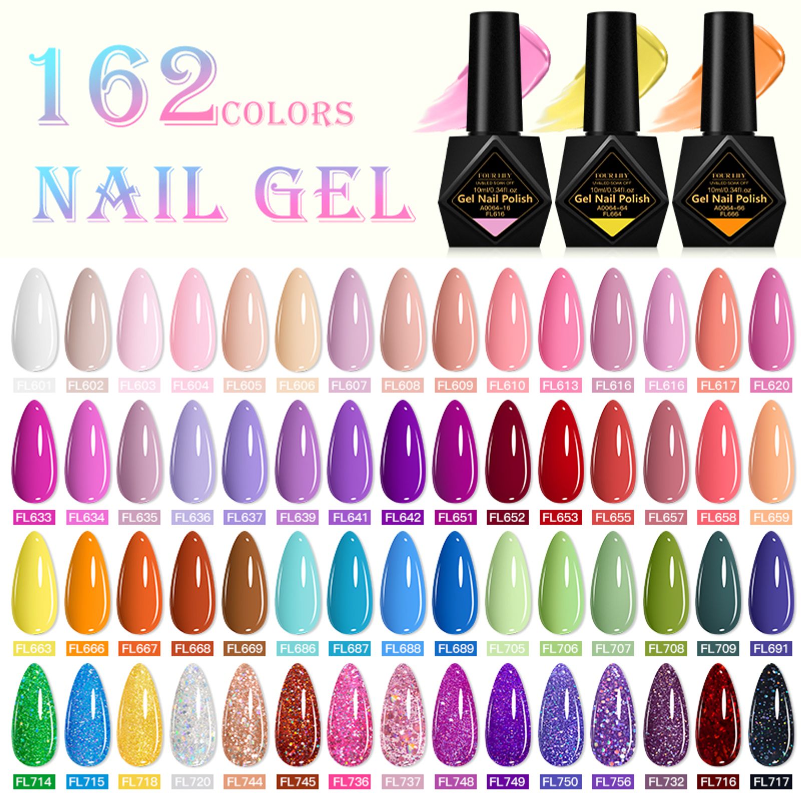 10ml Semi-Permanent Gel Nail Polish - 162 Colors