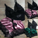 2PC Womens Lace Sleepwear Lingerie Set with Shorts