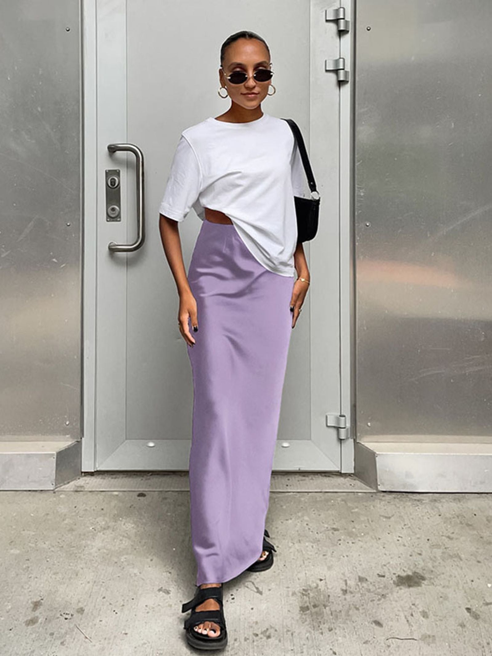 Elegant High Waist Black Trumpet Skirt for Women