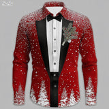 2025 Men's Christmas Snowflake Formal Shirt with 3D Tie Design
