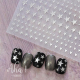 3D Crescent Moon Nail Stickers - White, Black, Gold, Silver