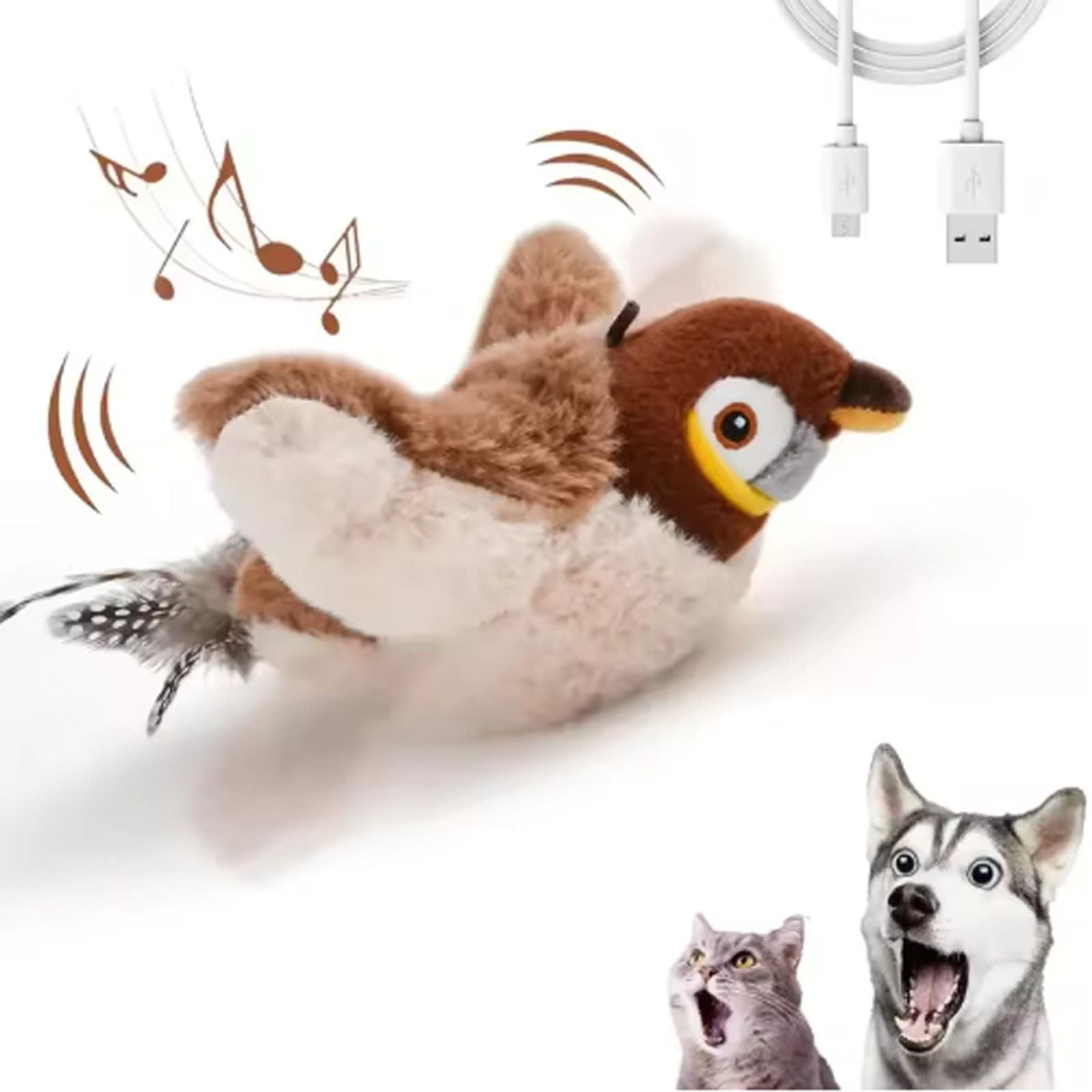 Interactive Rechargeable Chirping Bird Toy for Cats and Dogs