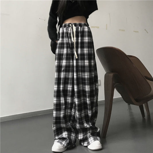 Oversized Black Plaid Women’s Sweatpants