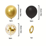 16pcs Black Metallic Sequin Glitter Balloons