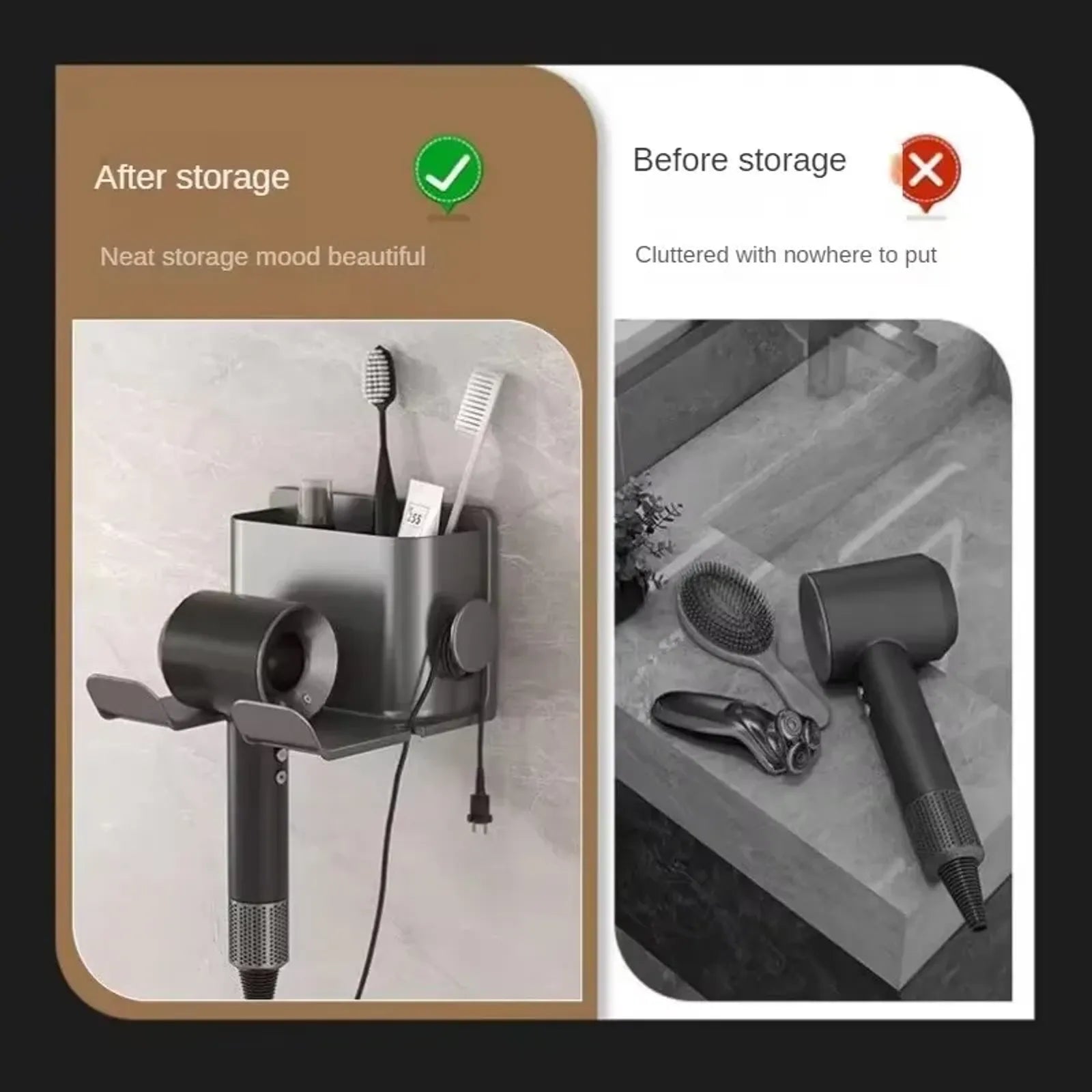 Wall Mounted Hair Dryer and Straightener Holder