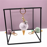 Ice Cream Plush Pompom Keychain for Bag or Jewelry