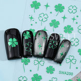 2pcs Green Four Leaves Clover Nail Art Stickers