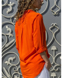 Women's Vintage Autumn Polo Collar Button-Up Blouse