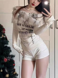 Luxury Fur Graphic Long Sleeve T-Shirt for Women