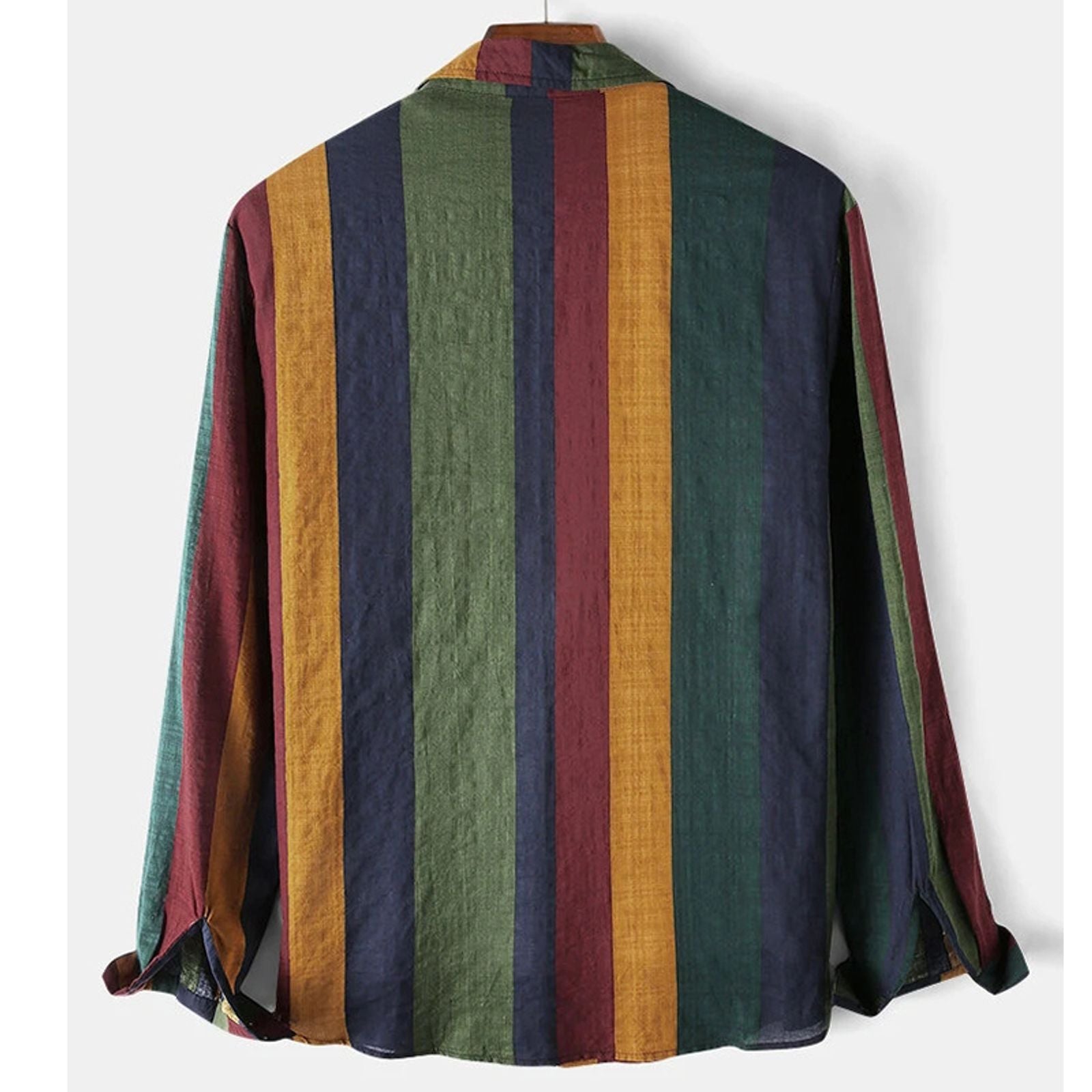 Autumn Men's Colorful Striped Long Sleeve Button-down Shirt