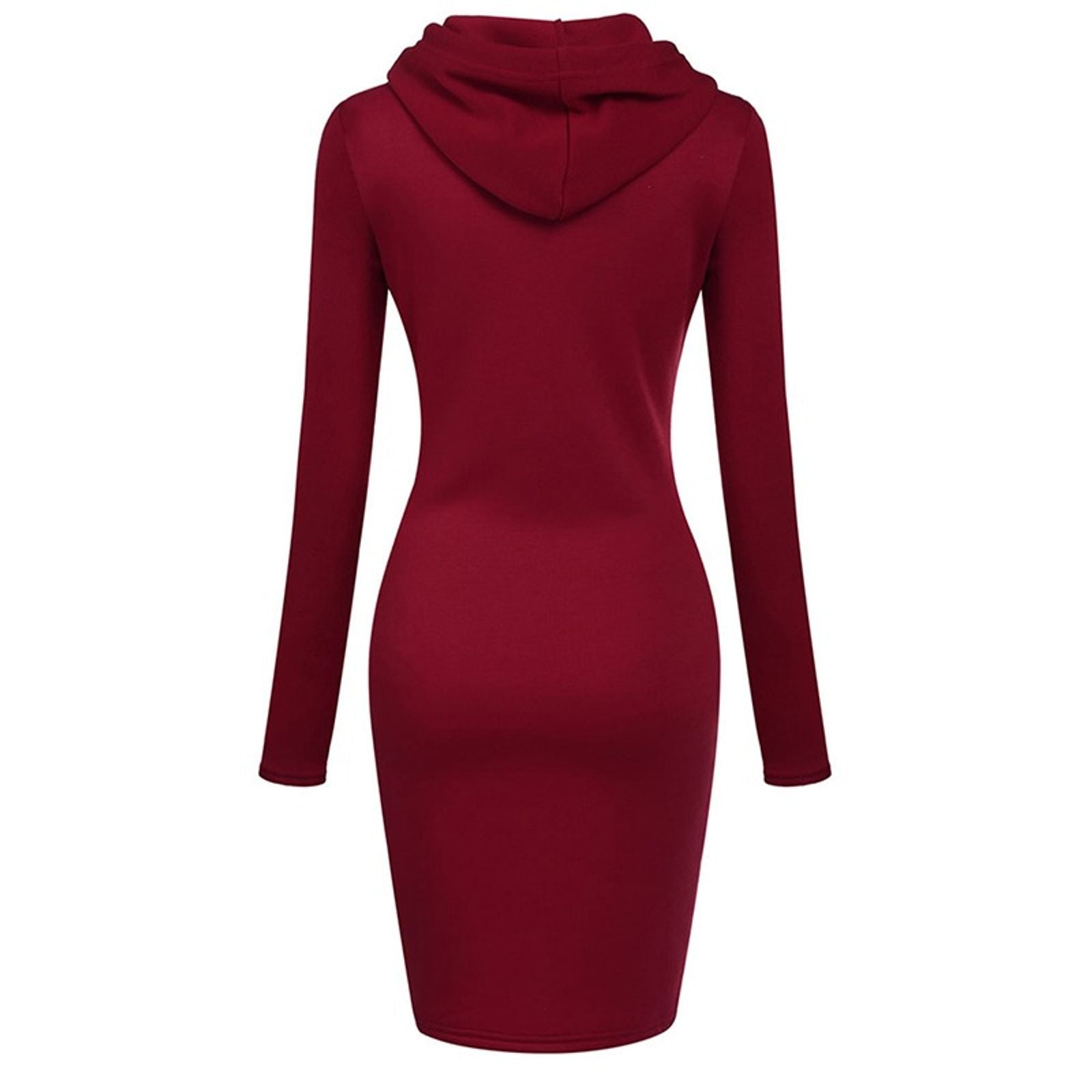 Women’s Hooded Knee-Length Pocket Dress - Casual Warm Sweatshirt