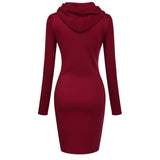 Women’s Hooded Knee-Length Pocket Dress - Casual Warm Sweatshirt