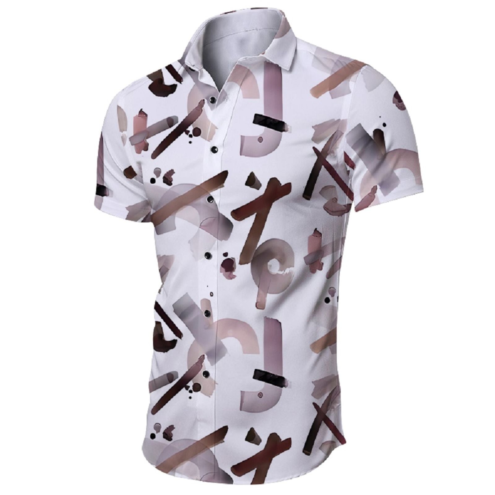 Men's Summer Letter Print Short-Sleeved Hawaiian Shirt