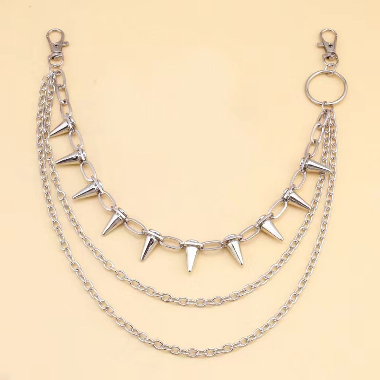 Layered Punk Street Spike Chain Keychain for Men and Women