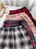 Winter Plaid Wide Leg Pants for Women