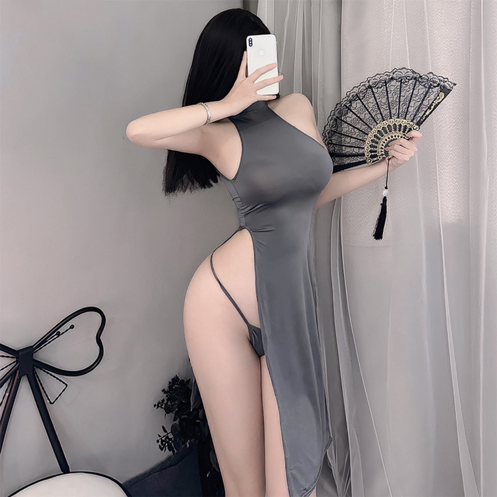 Women's High Split Backless Cheongsam Dress