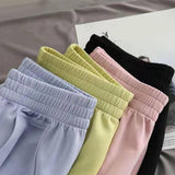 Summer Solid Color High Waist Wide Leg Shorts