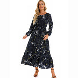 Women’s Bohemian Floral Maxi Dress with Full Sleeves