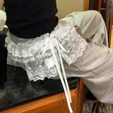 Women's Y2K Lace Mini Layered Skirt with Ruffles