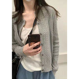 Women’s O Neck Long Sleeve Cable Knit Cardigan Sweater