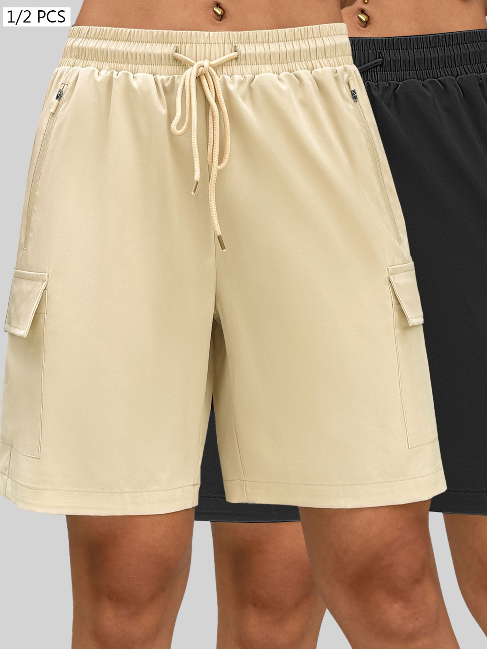 Women’s Loose Cargo Shorts with Flap Pockets