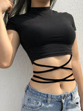 Women’s Black Short Sleeve Crop Top