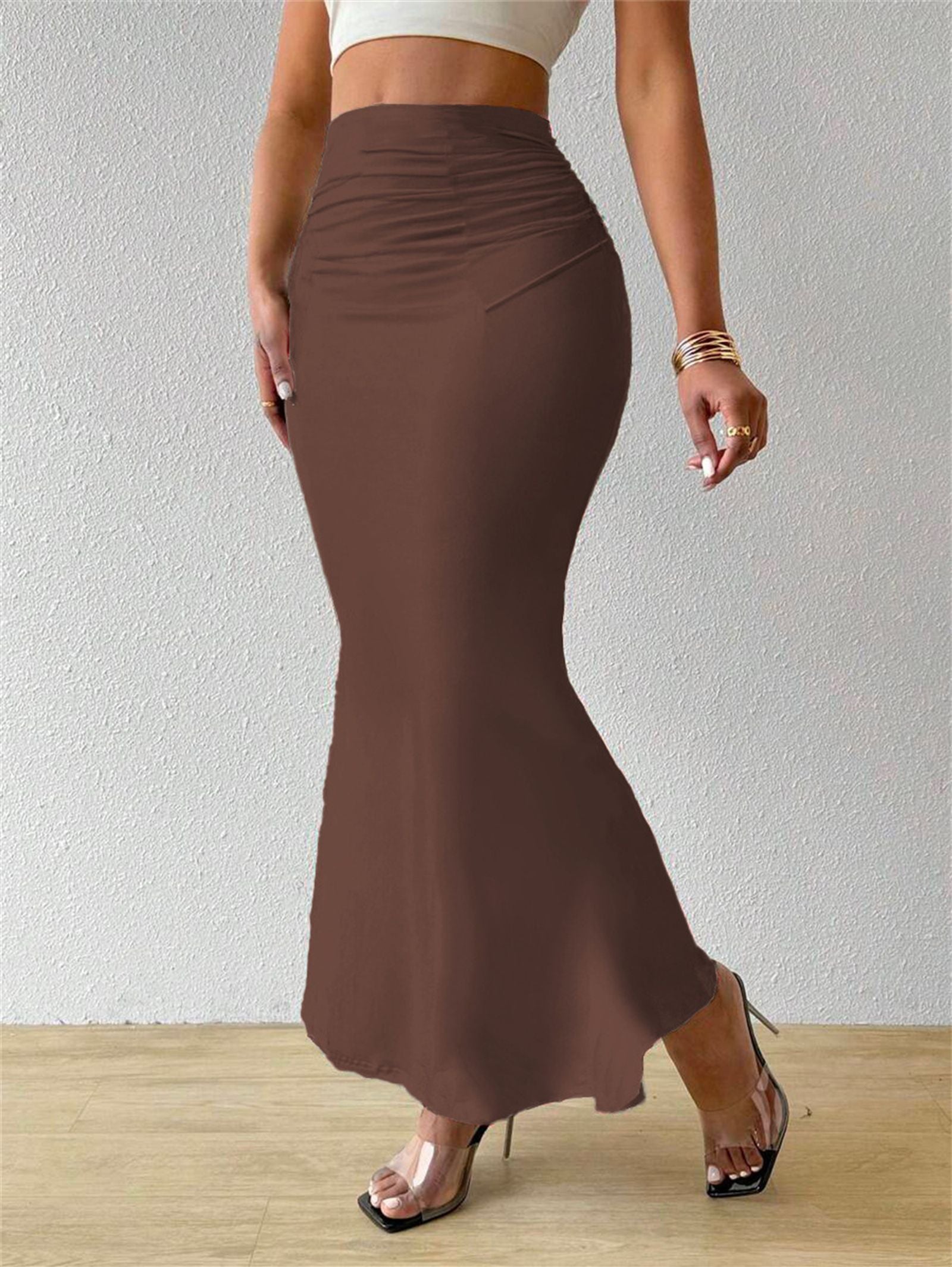 Women’s Solid Slim Fishtail Skirt - Elegant & Casual Dress