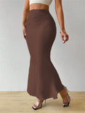 Women’s Solid Slim Fishtail Skirt - Elegant & Casual Dress