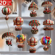 10 Pcs Christmas Wooden Hot Air Balloon and Santa Decoration