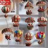 10 Pcs Christmas Wooden Hot Air Balloon and Santa Decoration