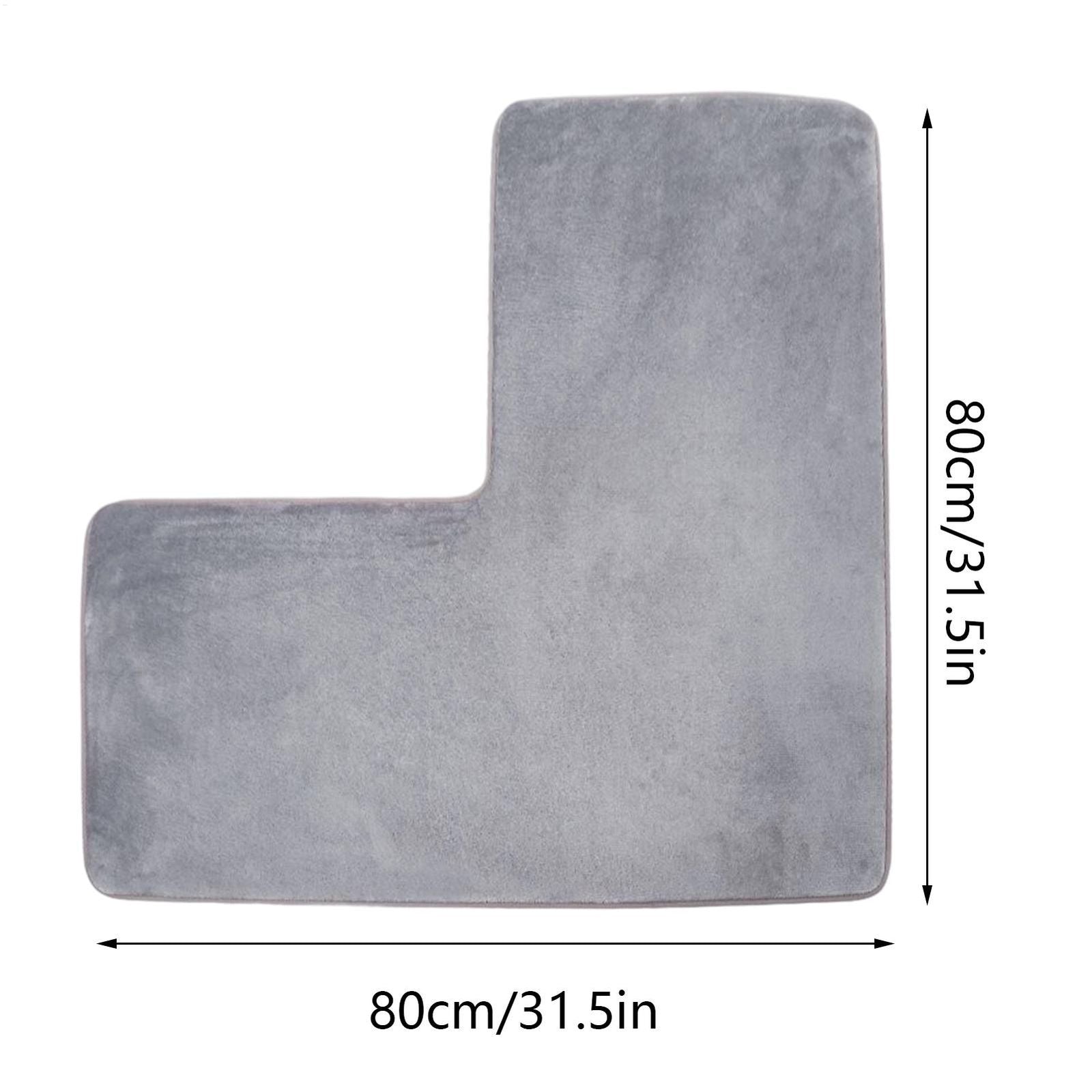 Non-Slip L-Shaped Bath Mat - Soft Absorbent Quick Dry Rug