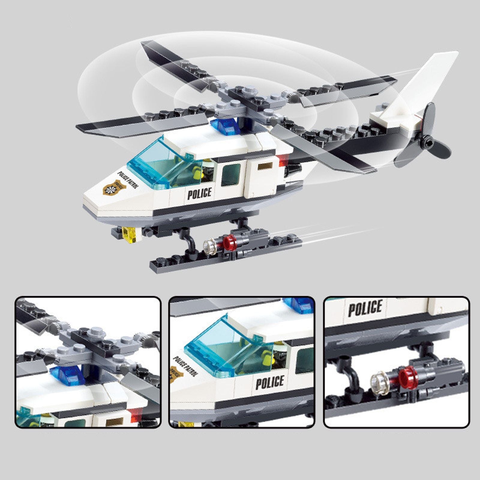 City Police Helicopter Building Blocks Educational Toy