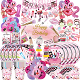Makeup Birthday Disposable Tableware for Spa Parties