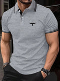 Men's Casual Short Sleeve Polo Shirt with Button Detail
