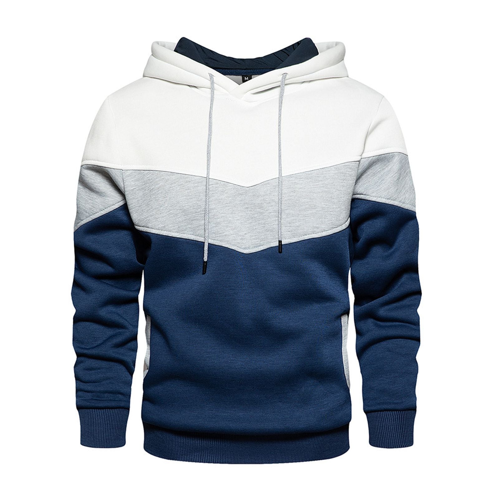 Men's Fleece Thermal Patchwork Hoodie for Outdoor Sports
