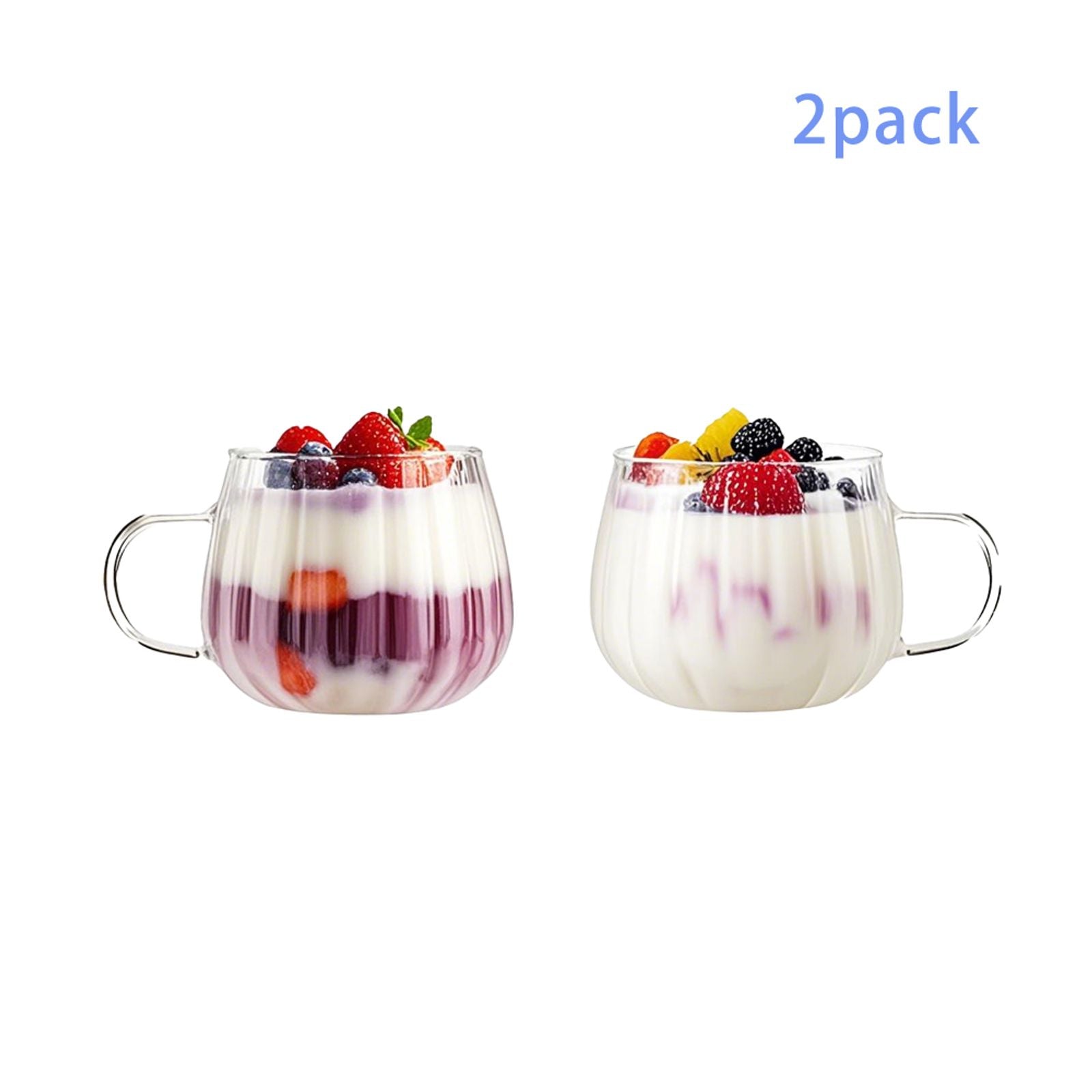 Pumpkin Striped Glass Cup Set - 450ml