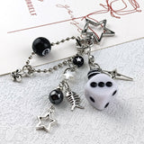 Punk Black Love Cross Fish Bone Pendant Keychain