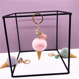 Ice Cream Plush Pompom Keychain for Bag or Jewelry