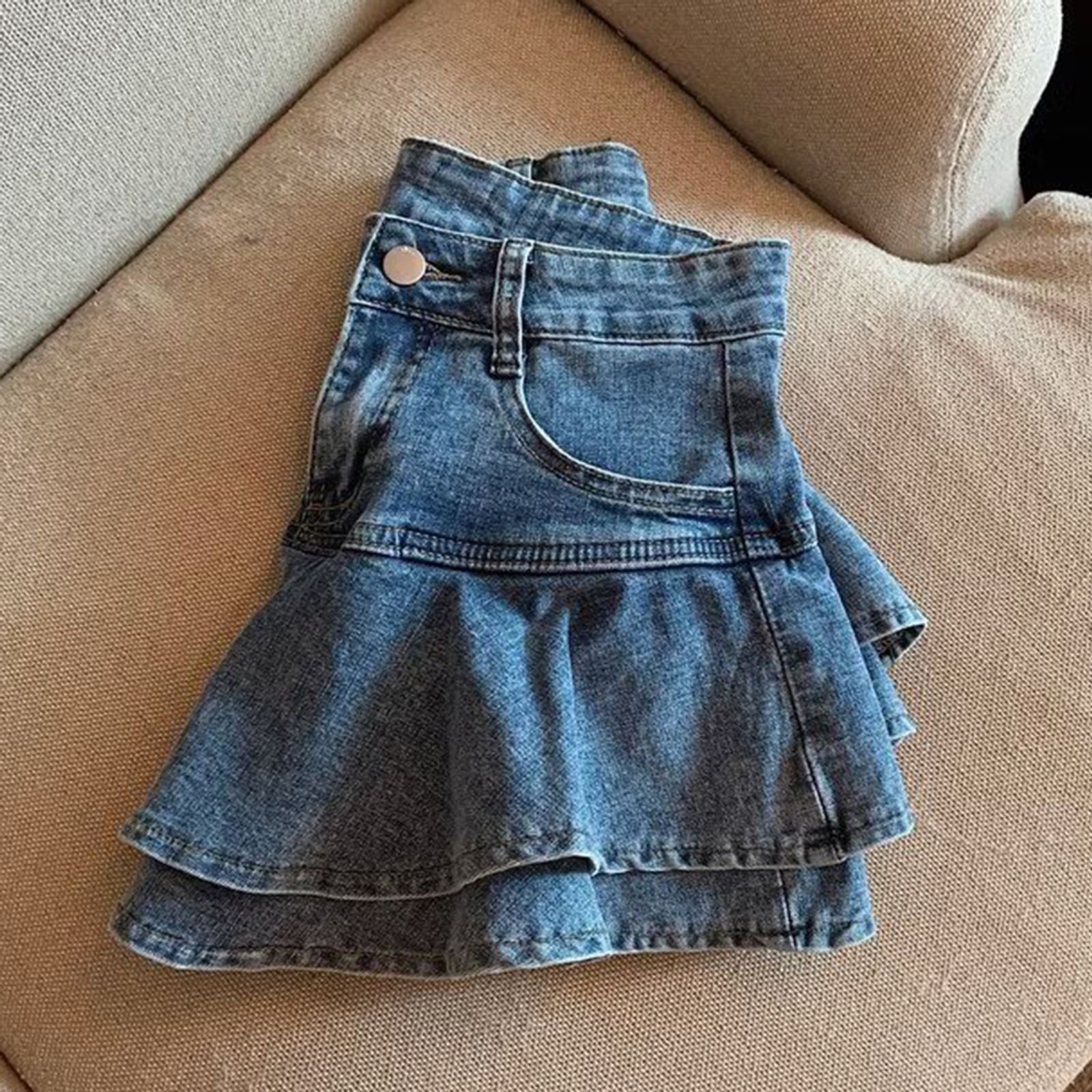 Women's Summer High-Waisted Double-Layer Ruffle Mini Skirt