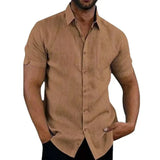 Men's Summer Cotton Linen Short Sleeve Shirts