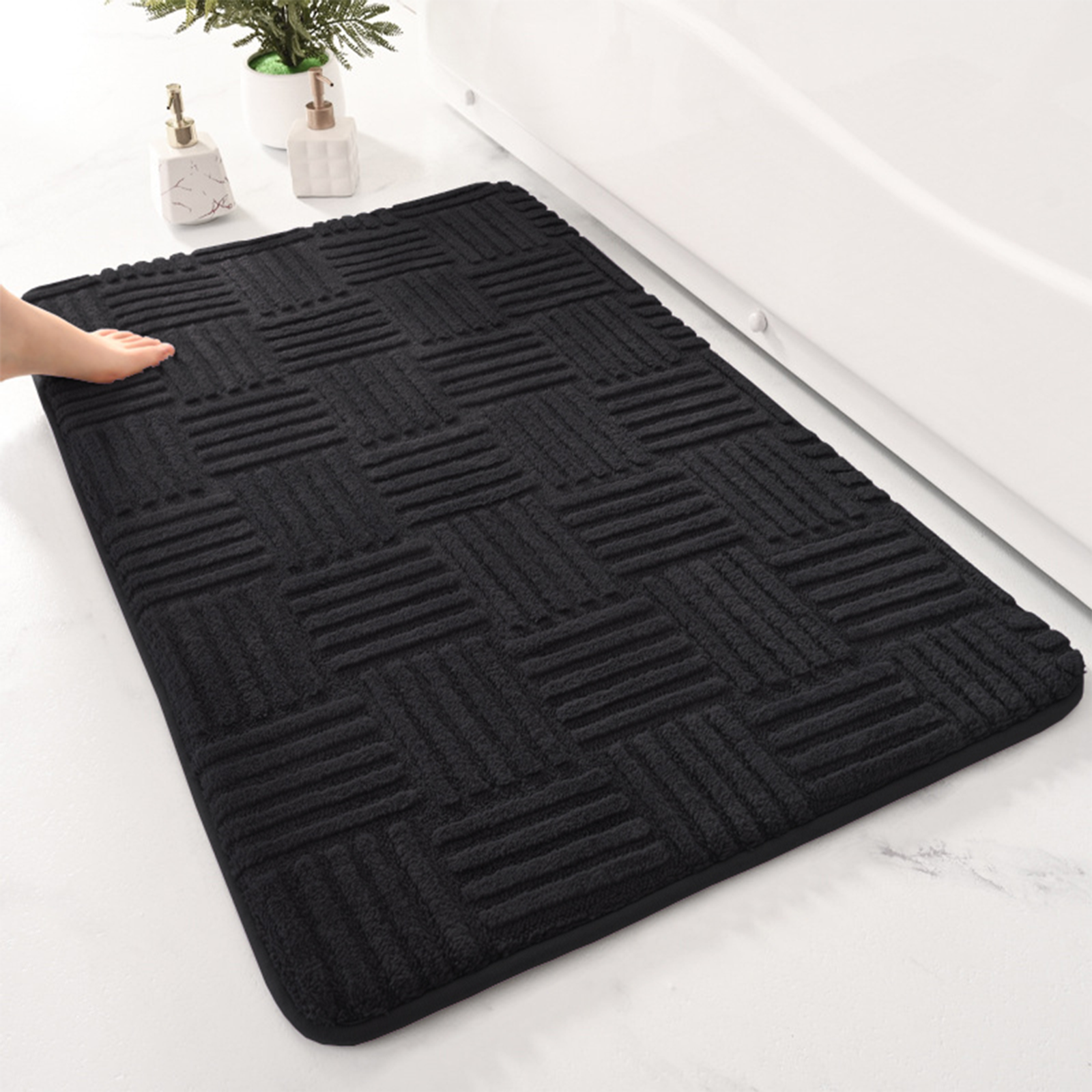 Thickened Absorbent Non-Slip Striped Bathroom Mat