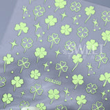 2pcs Green Four Leaves Clover Nail Art Stickers