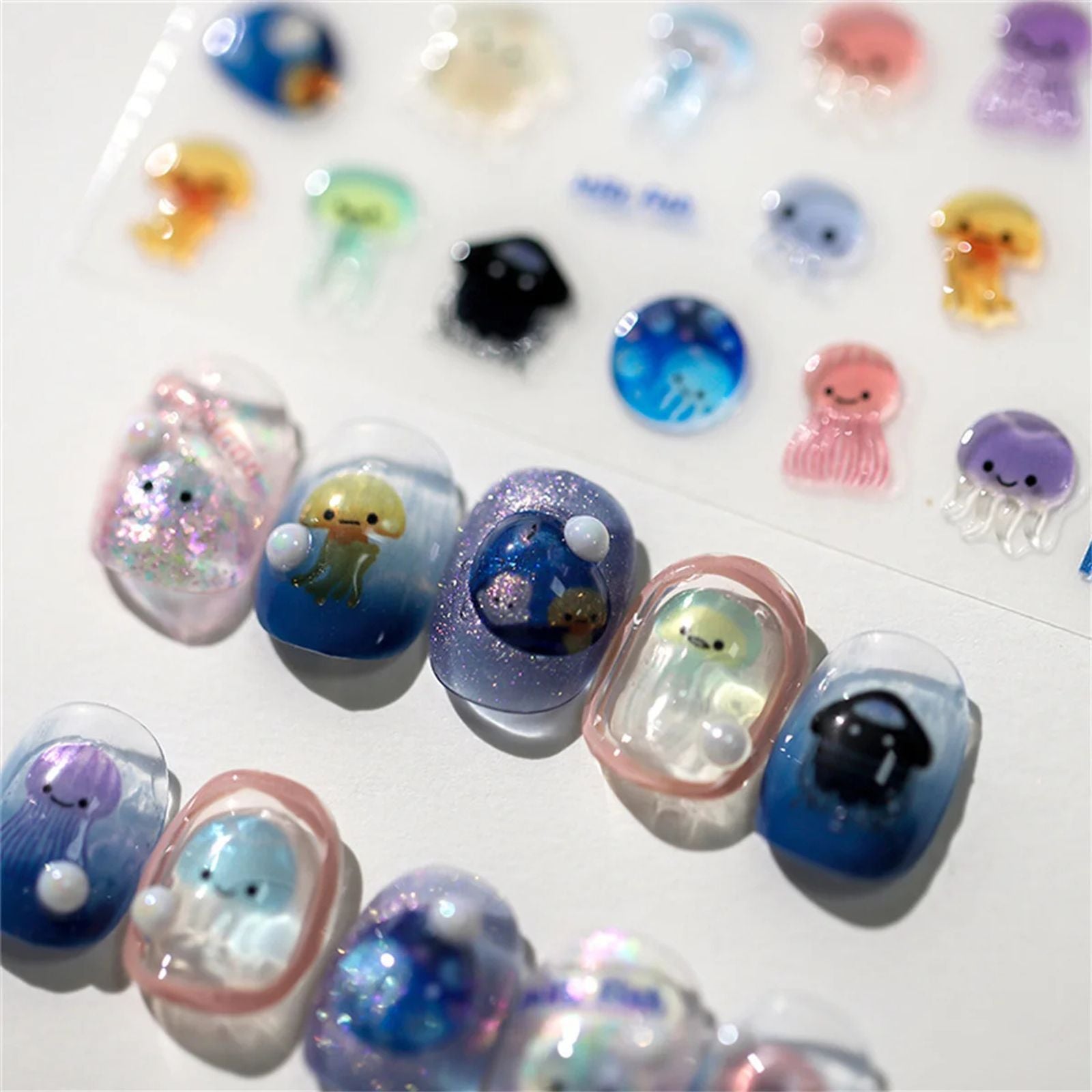 5D Kawaii Jellyfish Nail Art Stickers