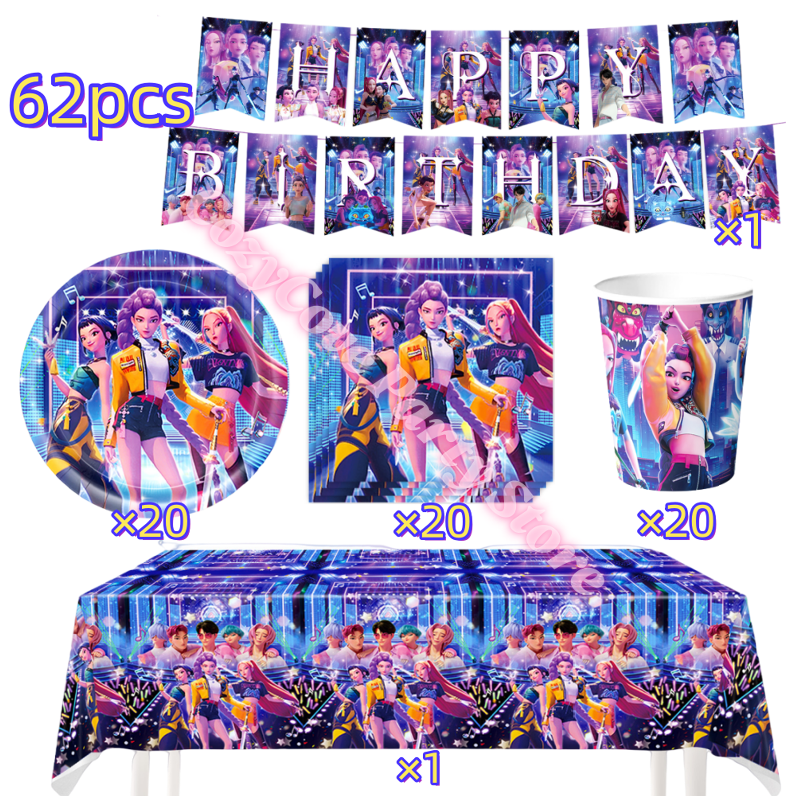 Demon Hunters Birthday Decoration Set for Girls