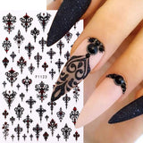 Gothic Black Nail Art Stickers for Elegant Weddings & Halloween