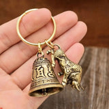 Fashion Six-Character Carved Bell Keyfob Keychain