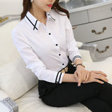 Korean Fashion Women's Long Sleeve White Office Shirt