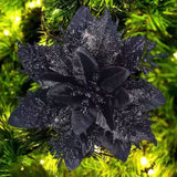 20 Pcs Glitter Artificial Christmas Flowers for Holiday Decor